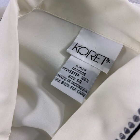 Vintage Koret Womens Size 14 Blouse Red Roses Embroidered Romantic Ivory - Picture 3 of 9